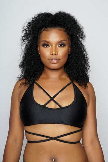 Black Criss Cross Crop Top - The Beauty Cave Boutique